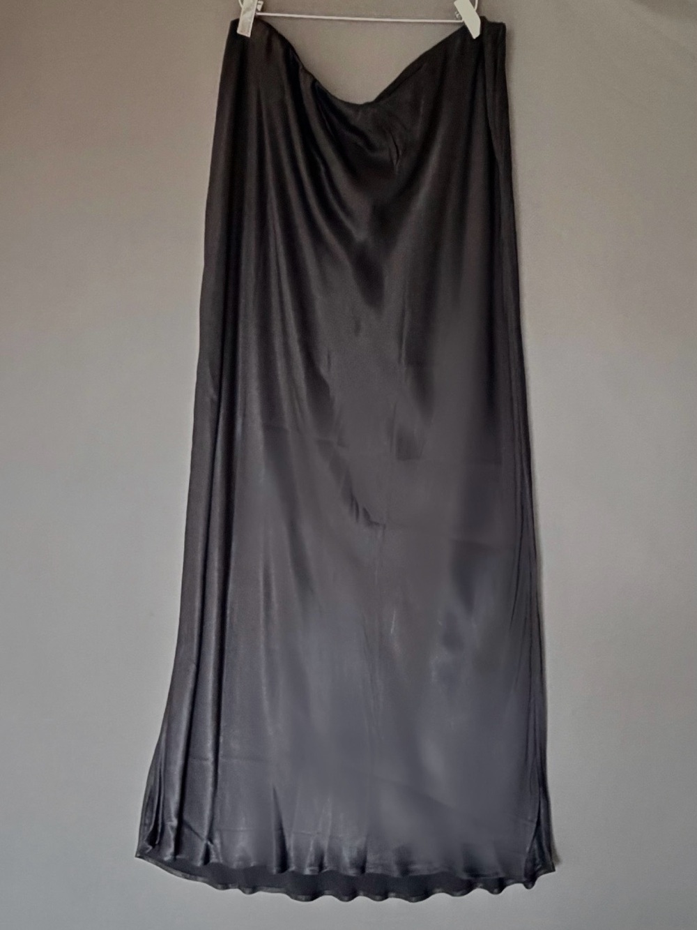 Anthropologie Black Satin Bias-Cut Maxi Skirt